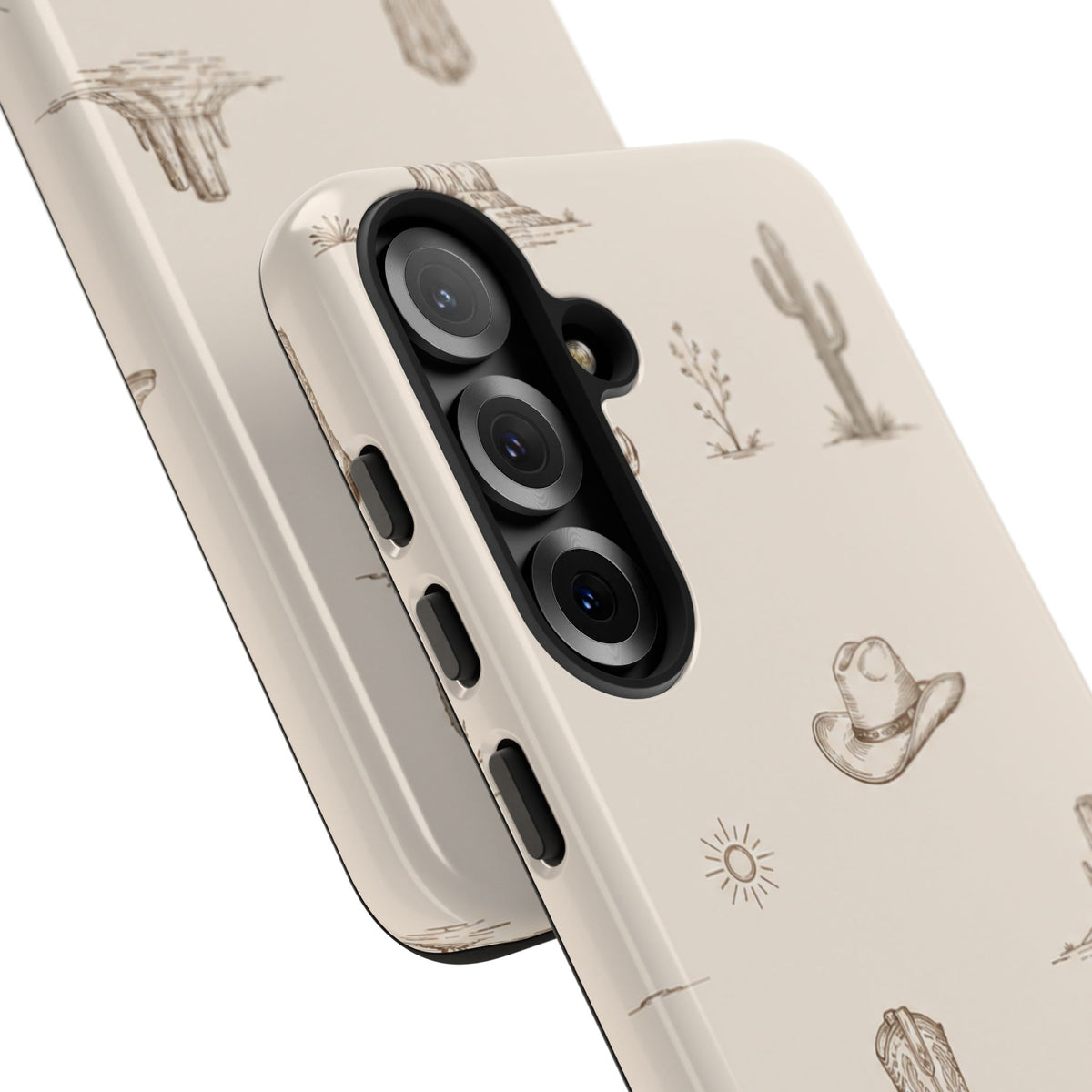 Western Desert Phone Case — Cowboy Boots, Cactus & Skull Pattern