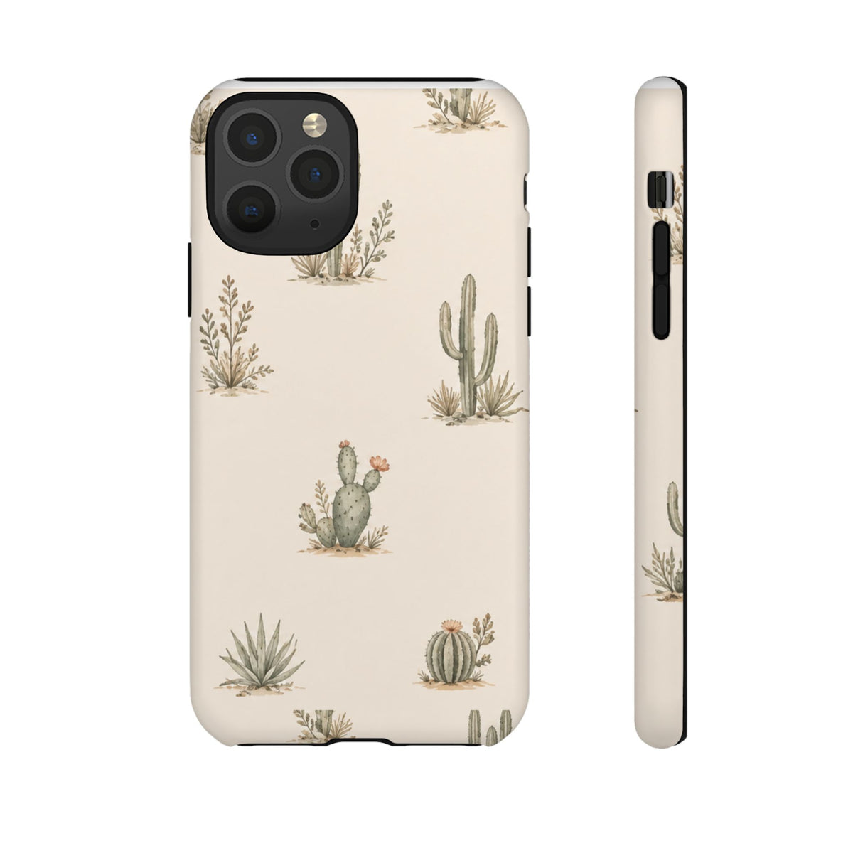 Cactus Pattern Tough Phone Case — Desert Floral Protective Cover