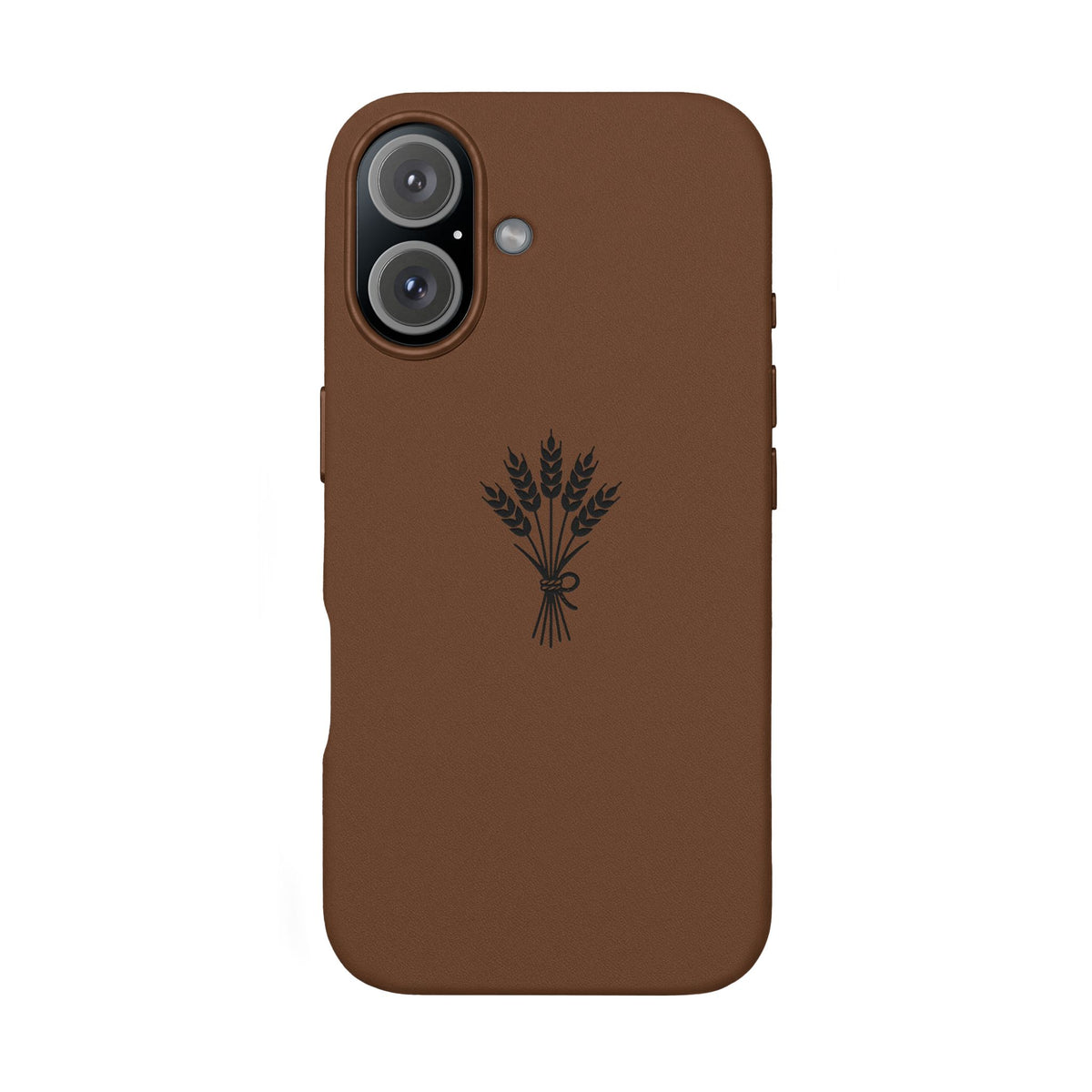 Étui Téléphone Cuir Gravé — Bouquet de Blé Minimaliste
