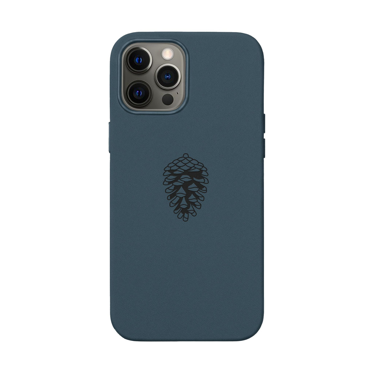 Engraved Leather Phone Case — Minimal Pinecone