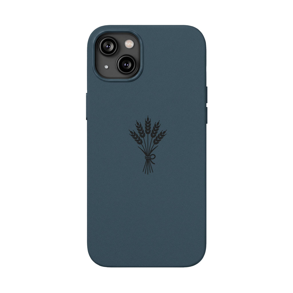 Étui Téléphone Cuir Gravé — Bouquet de Blé Minimaliste