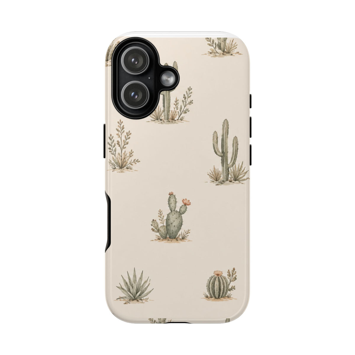 Cactus Pattern Tough Phone Case — Desert Floral Protective Cover