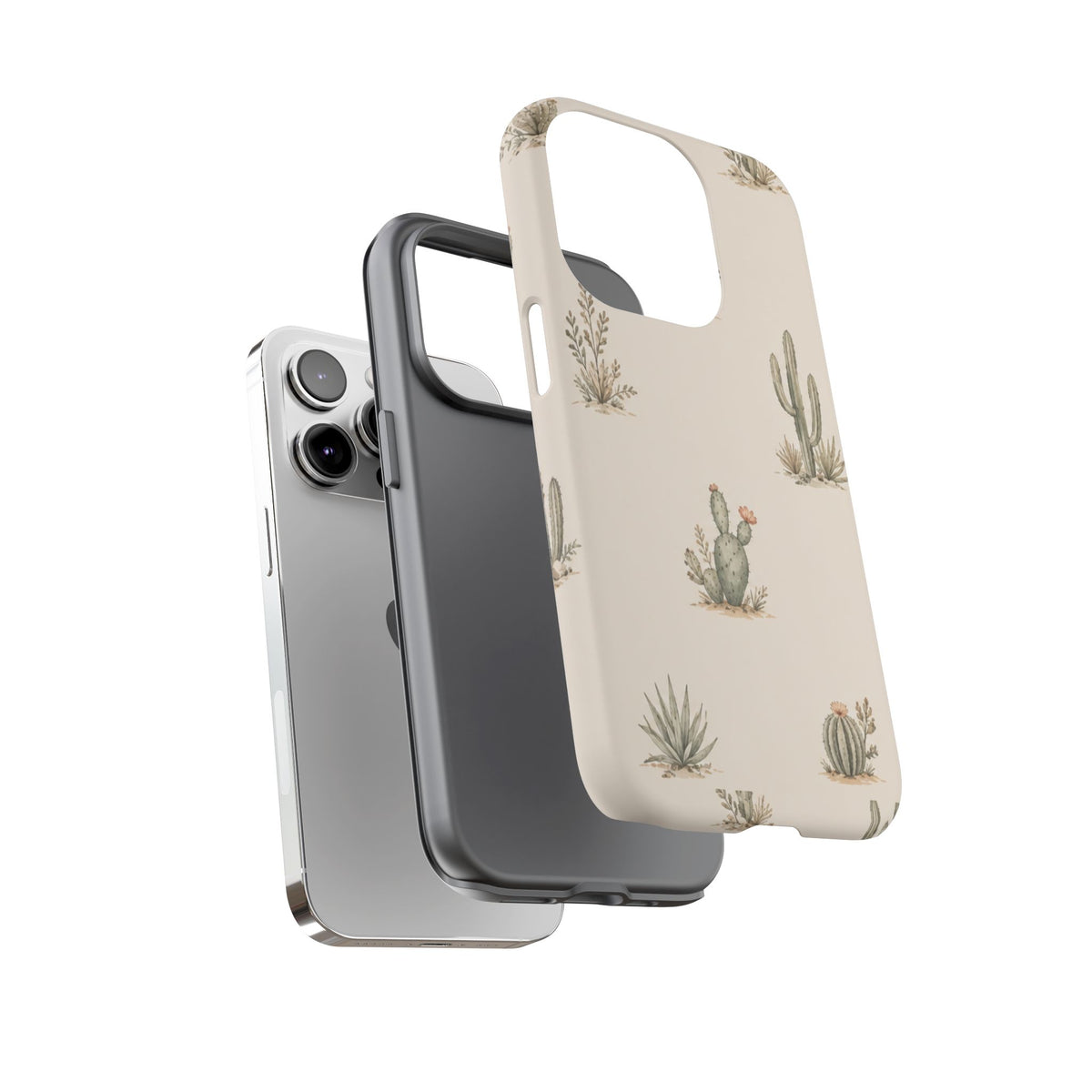 Cactus Pattern Tough Phone Case — Desert Floral Protective Cover