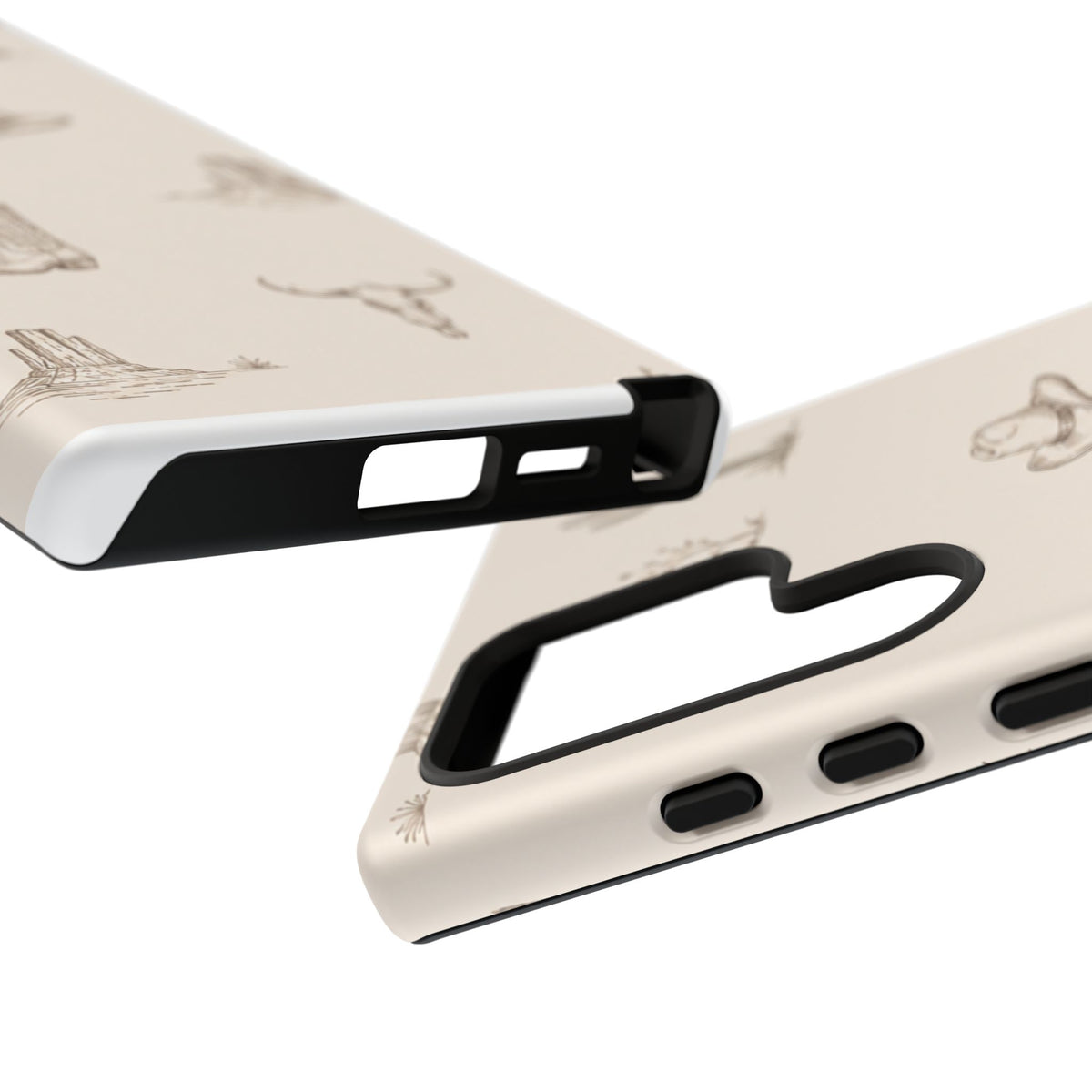 Western Desert Phone Case — Cowboy Boots, Cactus & Skull Pattern