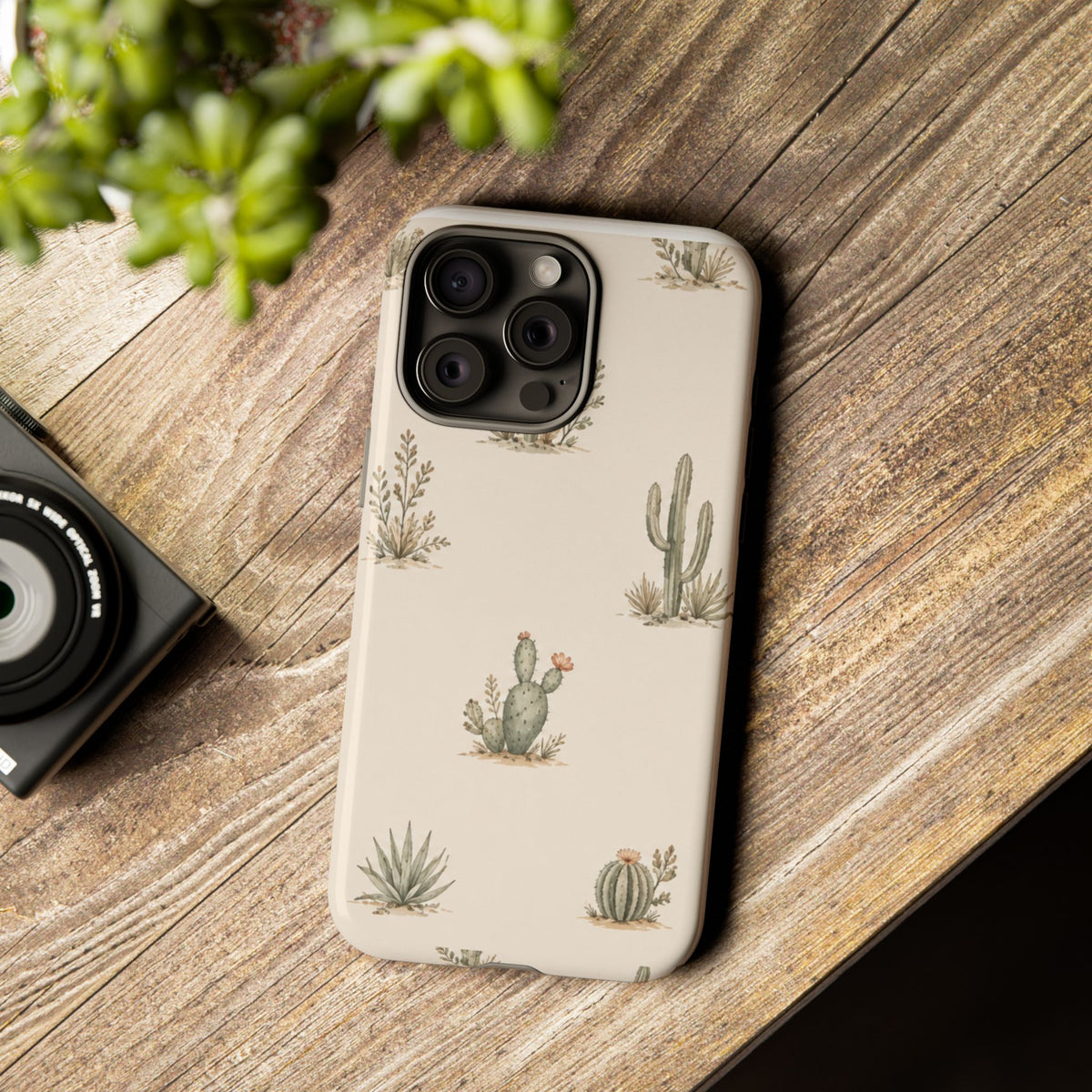 Cactus Pattern Tough Phone Case — Desert Floral Protective Cover