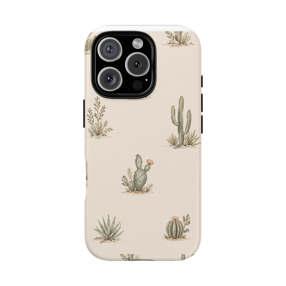Cactus Pattern Tough Phone Case — Desert Floral Protective Cover