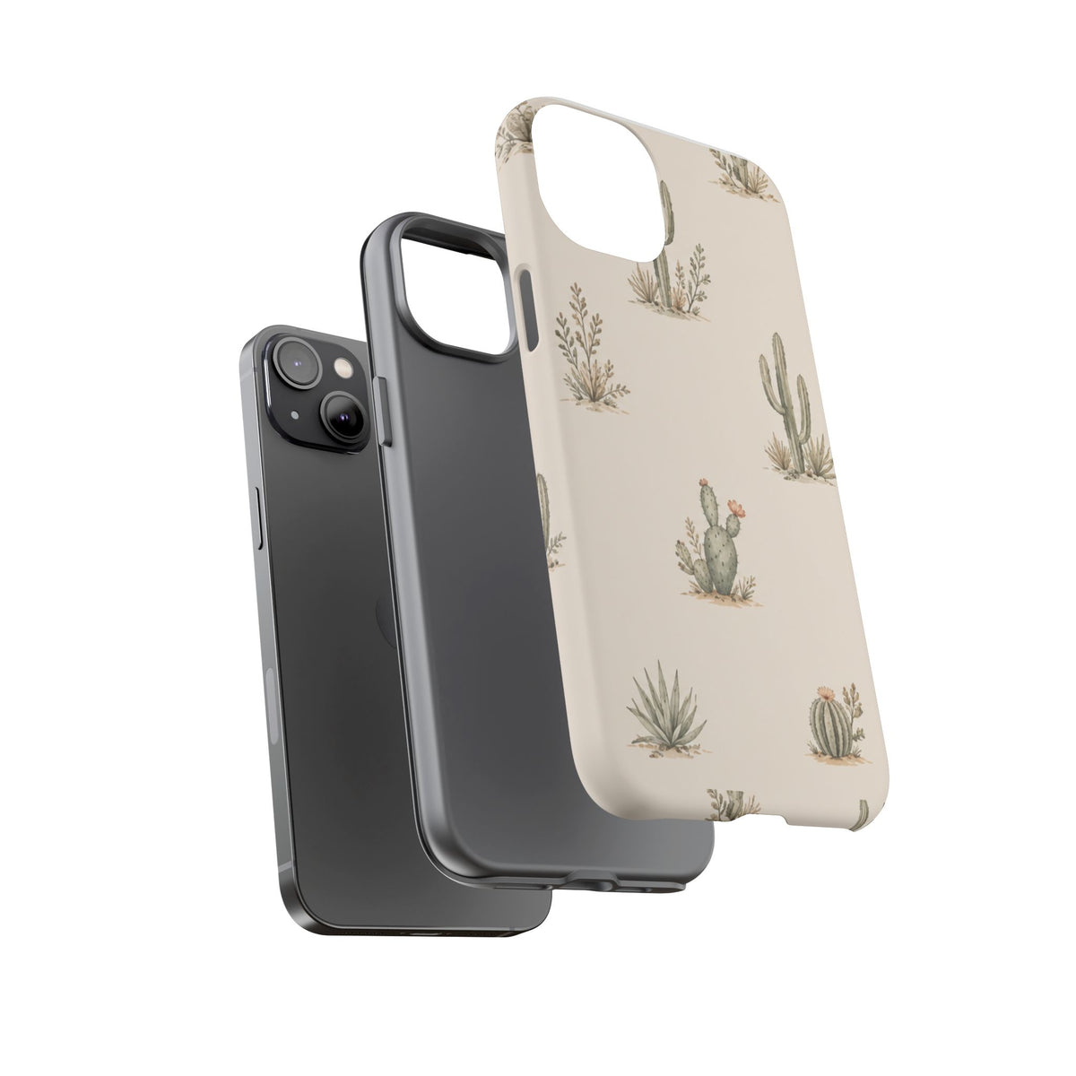 Cactus Pattern Tough Phone Case — Desert Floral Protective Cover