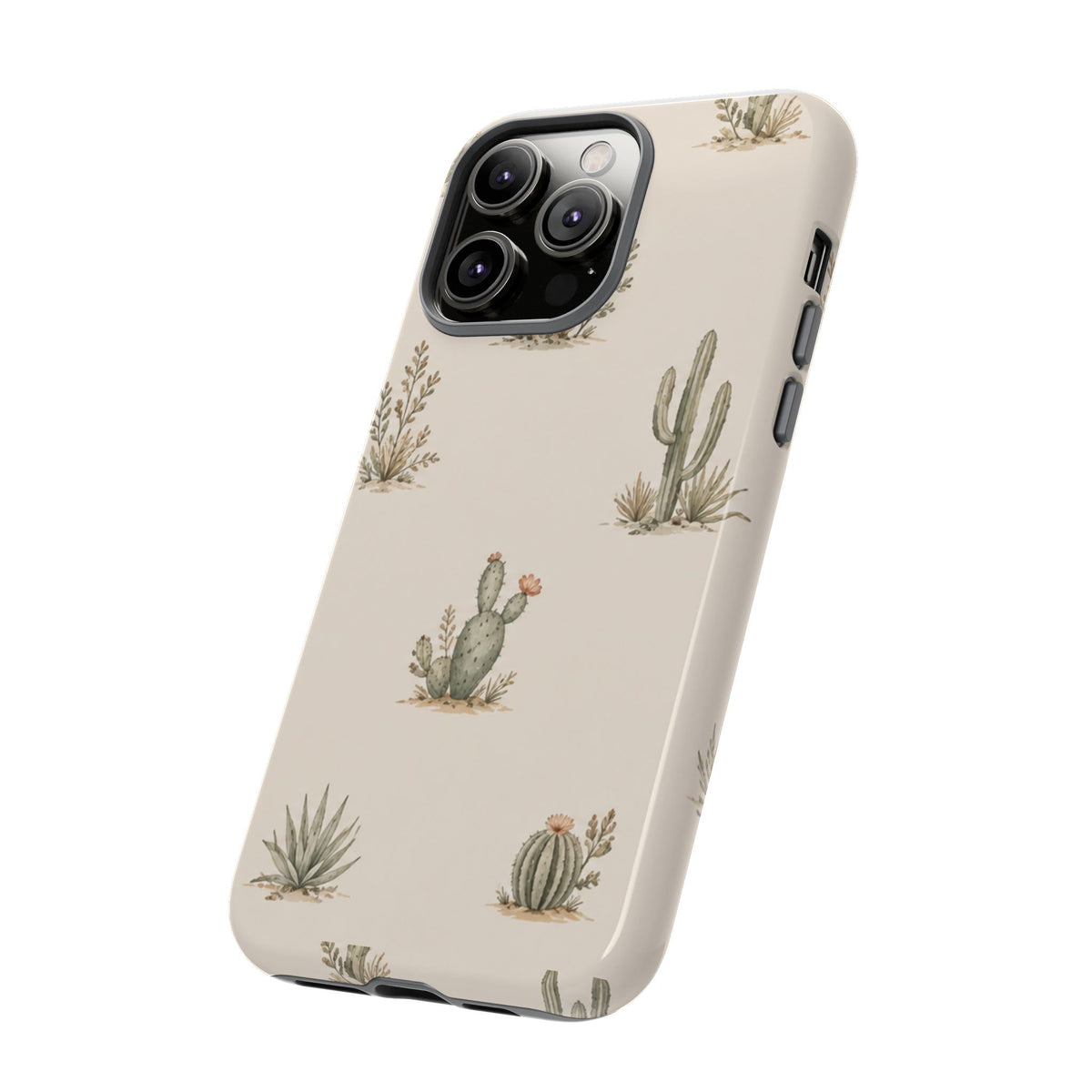 Cactus Pattern Tough Phone Case — Desert Floral Protective Cover