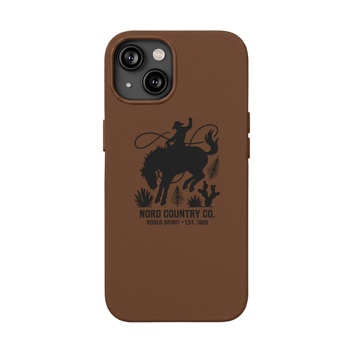 Étui Téléphone Cuir Gravé — Design Minimaliste Chameau