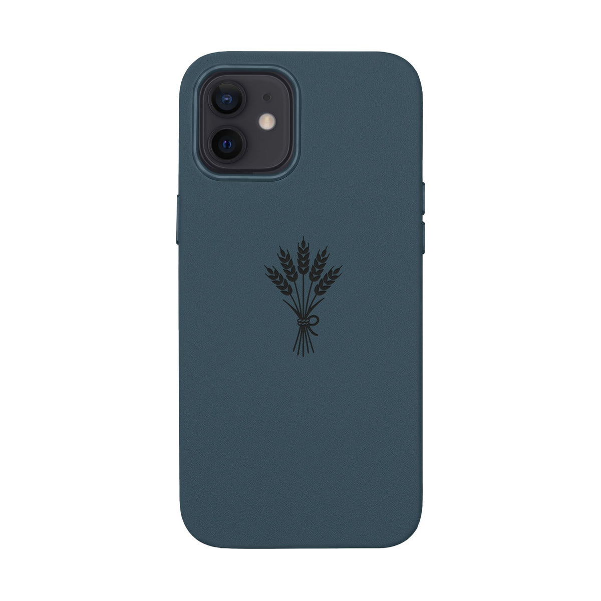 Étui Téléphone Cuir Gravé — Bouquet de Blé Minimaliste