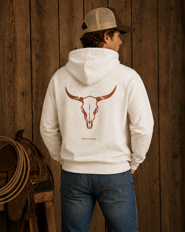 Coton Ouaté Oversize — Crâne de Longhorn Sauvage — Nord Country Co.