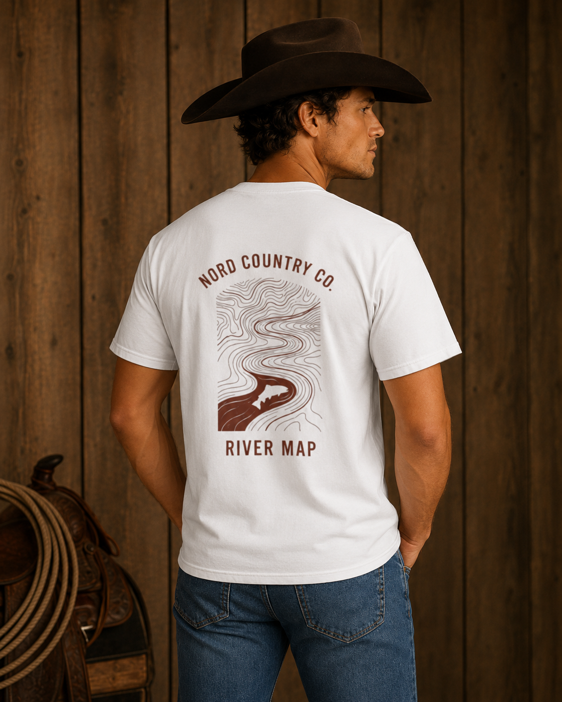 River Map Graphic T-Shirt — Nord Country Co. Topographic River Design